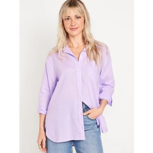 Gap Linen-Blend Button-Down Boyfriend Shirt