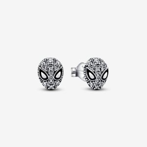 Pandora Marvel Spider-Man Mask Pave Stud Earrings