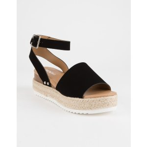 Topic Black Womens Espadrille Flatform Sandals
