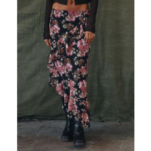 WEST OF MELROSE Floral Asymmetrical Womens Skirt