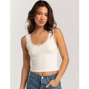 Full Tilt Seamless Lace Trim Womens Tank Top