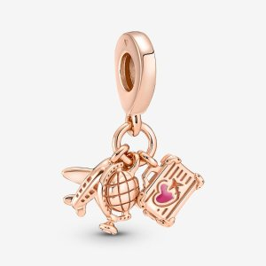 Pandora Airplane, Globe & Suitcase Triple Dangle Charm