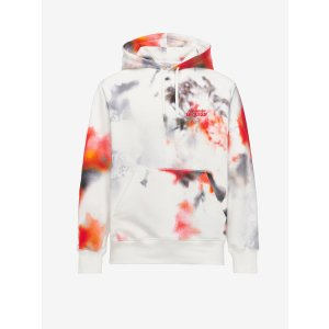 Alexander McQueen Men's Obscured Flower Hooded Sweatshirt in White/red/black