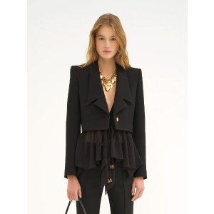 Chloe Cropped Spencer jacket in wool grain de poudre