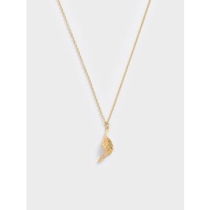 Charles & Keith Leaf Pendant Bead Necklace - Brush Gold