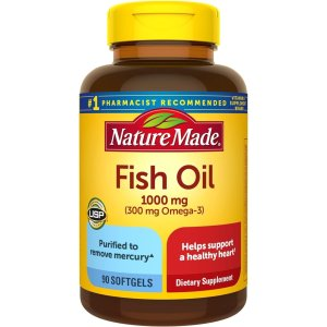 Nature Made Fish Oil 1000 mg Softgels, 90 Count for Heart Health† (Packaging May Vary)