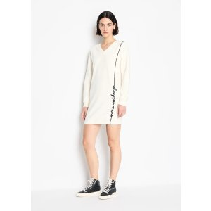 French terry cotton script logo short mini dress