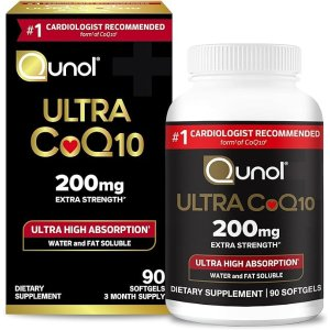 Qunol CoQ10 200mg Softgels, Ultra CoQ10 - Ultra High Absorption Coenzyme Q10 Supplements - Antioxidant Supplement for Vascular and Heart Health & Energy Production, 90 Count