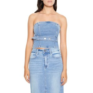 Belted Denim Tube Top