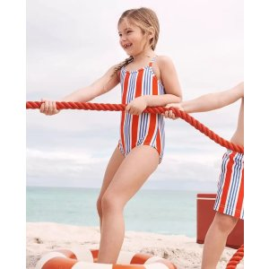 Hanna Andersson One-Piece Striped Crossback Swimsuit