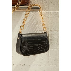 Faux Croc Leather Shoulder Bag