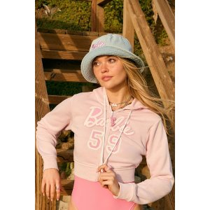 Barbie Cropped Zip-Up Hoodie
