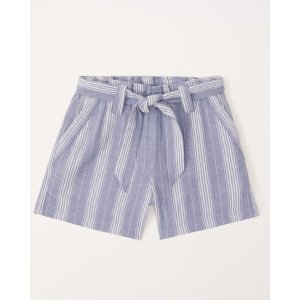 Abercrombie & Fitch belted linen-blend shorts
