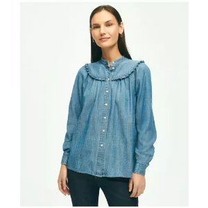 Brooks Brothers Long Sleeve Chambray Blouse