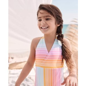 Hanna Andersson Rainbow Striped Halter One Piece Swimsuit