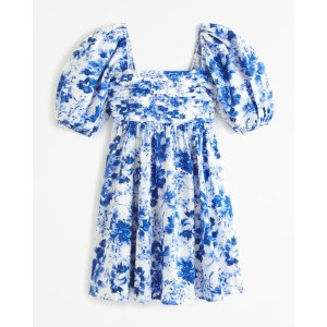 Abercrombie & Fitch Emerson Linen-Blend Puff Sleeve Mini Dress