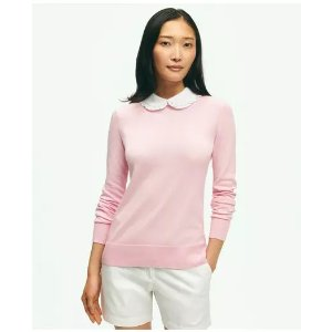 Brooks Brothers Cotton Sweater With Removable Ruffle Collar