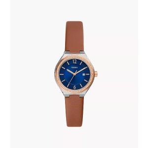Fossil Eevie Three-Hand Date Brown Leather Watch