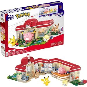 Mega Pokemon Action Figure Building Toys, Forest Pokemon Center with 648 Pieces, 4 Poseable Characters, Gift Idea for Kids