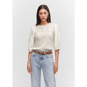 Mango Floral embroidered blouse