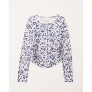 Abercrombie & Fitch pattern long-sleeve cozy rib button-through tee