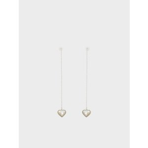 Charles & Keith Annalise Heart Stone Drop Earrings - Silver