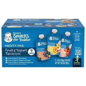 Gerber Fruit & Yogurt Pouch Variety Baby Snacks - 1.96oz/9pk Each