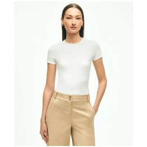 Brooks Brothers Short Sleeve Ribbed Jersey Crewneck Tee