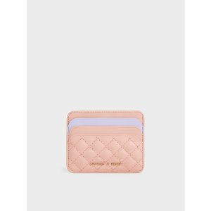 Charles & Keith Quilted Multi-Slot Card Holder - Pink
