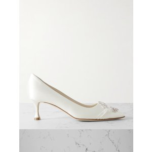 Manolo Blahnik Maidapump 50 crystal-embellished satin pumps