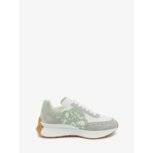 Alexander McQueen Women's Sprint Runner in White/cement/mint