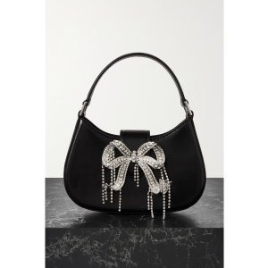 Self-Portrait Crescent mini crystal-embellished faux leather shoulder bag