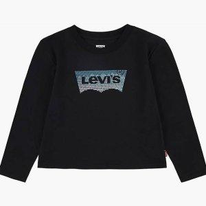 Levi's ® Glitter Batwing Logo Long Sleeve T-shirt Little Girls 4-6x