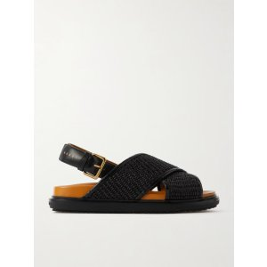 Marni Fussbett raffia and leather slingback sandals