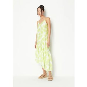 All over floral print certified viscose asymmetrical dress
