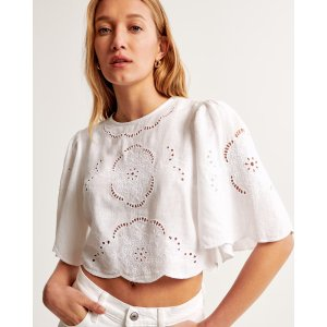 Abercrombie & Fitch Angel Sleeve Embroidered Tee