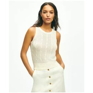 Brooks Brothers Cable Knit Shell In Linen