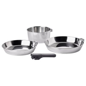 Ikea SLATROCKA Cookware kit with detachable handle, stainless steel