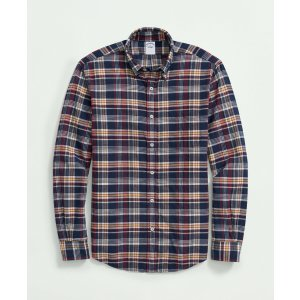 Brooks Brothers Washed Cotton Madras Button-Down Collar Sport Shirt