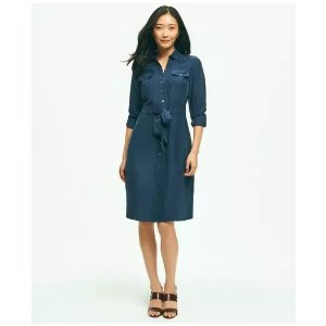 Brooks Brothers Relaxed Silk Utility Shirt Dress