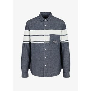 Armani Exchange Milano New York regular fit cotton chambray long sleeve shirt 