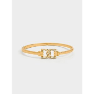 Charles & Keith Gabine Swarovski Crystal Cuff Bangle - Gold