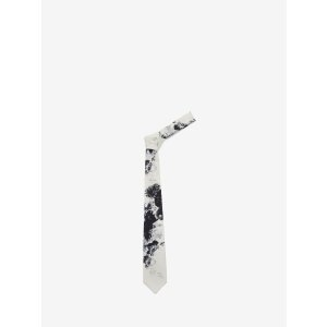 Alexander McQueen Men's Dutch Flower Tie in Ivory/black