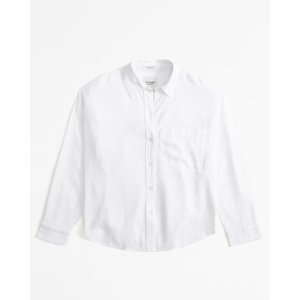 Abercrombie & Fitch Oversized Linen-Blend Step Hem Shirt