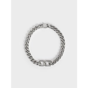 Charles & Keith Gabine Chain-Link Choker Necklace - Silver