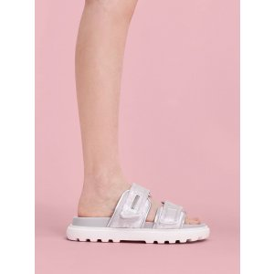 Charles & Keith Clementine Recycled Polyester Sports Sandals - Silver