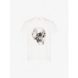 Alexander McQueen Men's Dragonfly Skull T-shirt in White/black