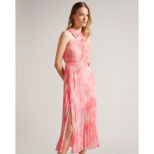 Ted Baker Mirelia Cross Front Pleated Midi Dress