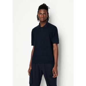 Cotton linen knitted polo shirt