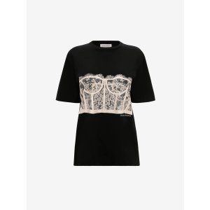 Alexander McQueen Women's Lace Corset T-shirt in Black